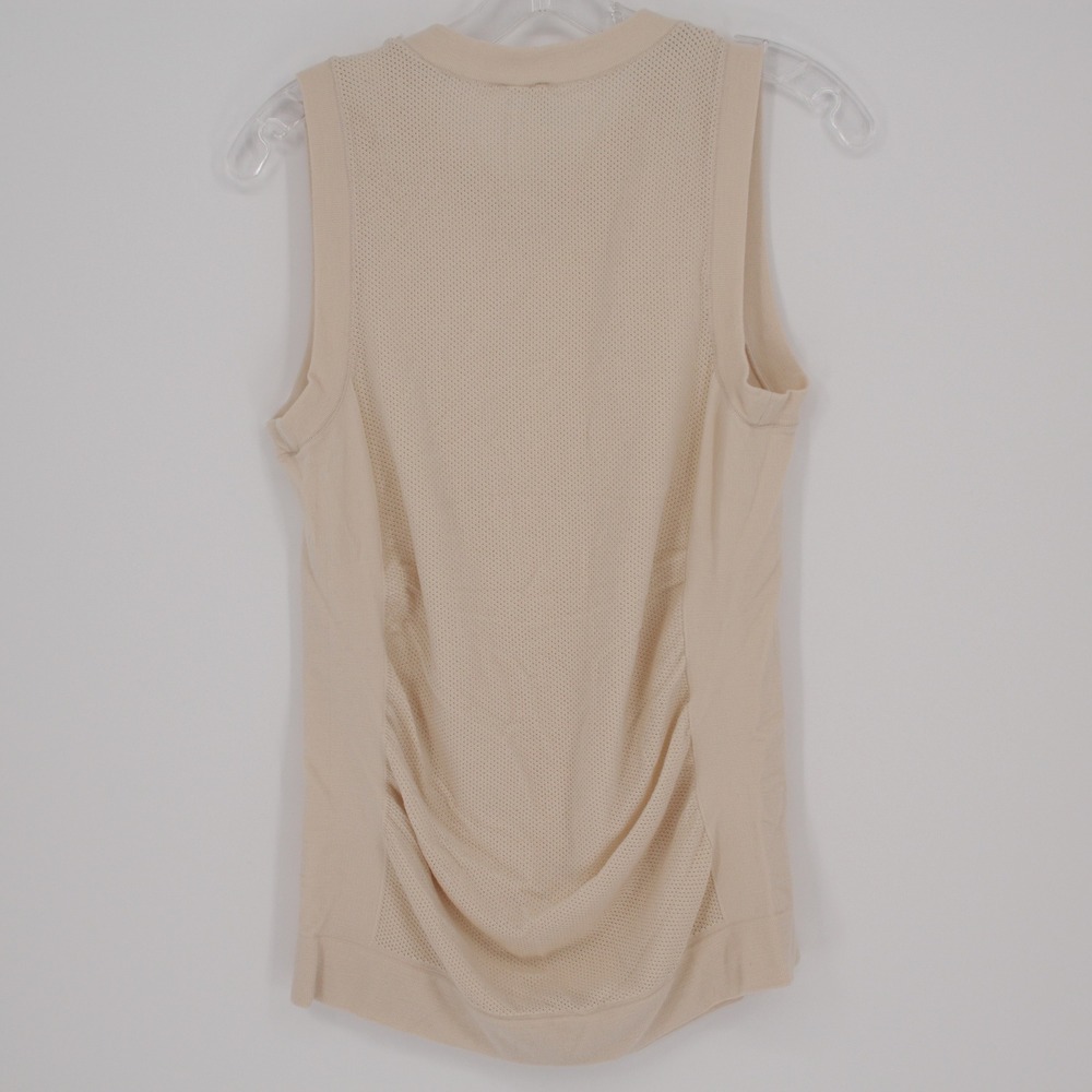 Athleta Women's Beige Ruched Mesh Back Sleeveless Tank Top Size S - Picture 3 of 9